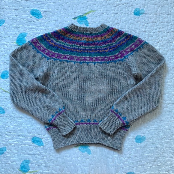 Vintage 90s Fair Isles Colourful Wool Sweater 🦄 - Picture 3 of 6